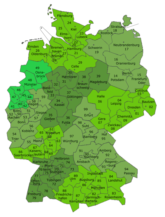 Postleitzahlenkarte Deuschland